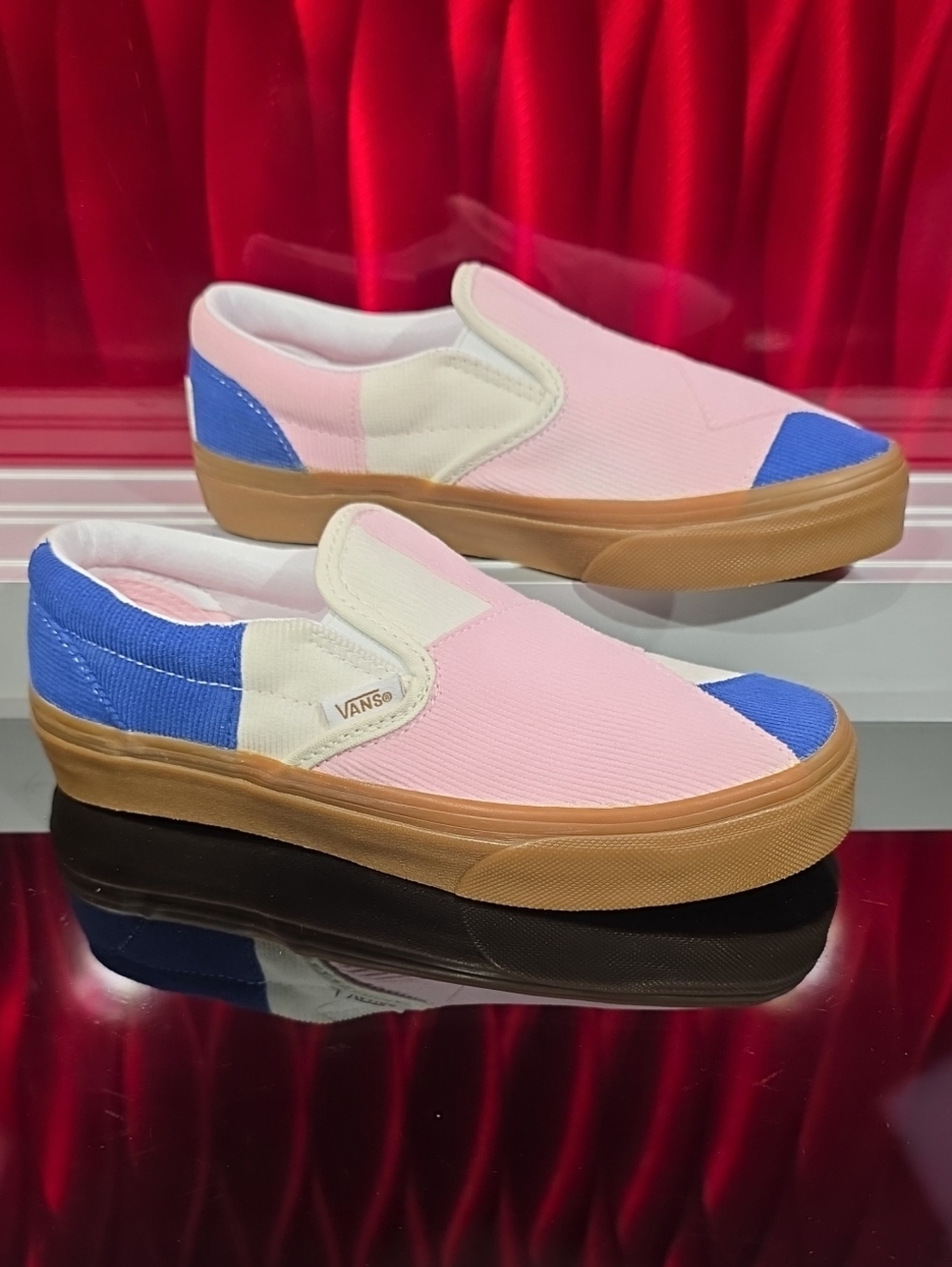 Vans SlipOn V Corduroy Patchwork Pink Blue Men's Youth 3.0 Women's Youth4.5 New